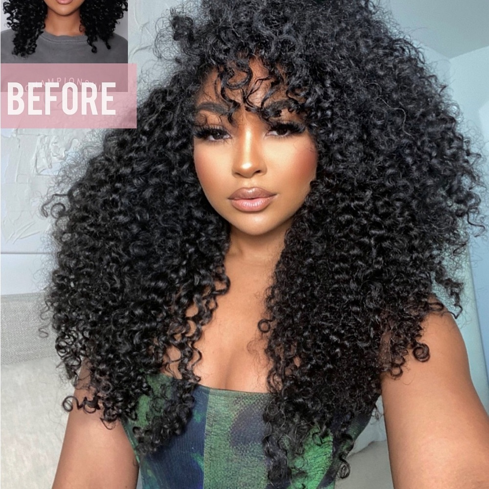 CurlsQueen 26” Water Kinky 3b/3c Natural Black Clip-in Hair Extension Set